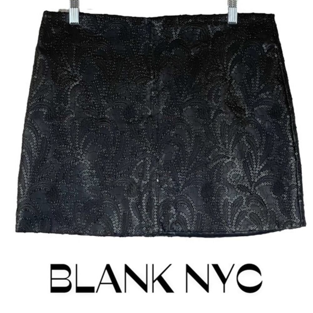 Blank NYC Vegan Leather Black Sequined Mini Skirt Size S WhimsiGoth Rave